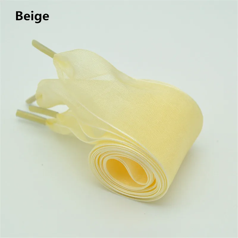 4cm Widened Transparent Chiffon Yarn Shoelaces Flat Silk Big Bow Wide Laces Trend Beauty White Casual Shoes Laces Dropship