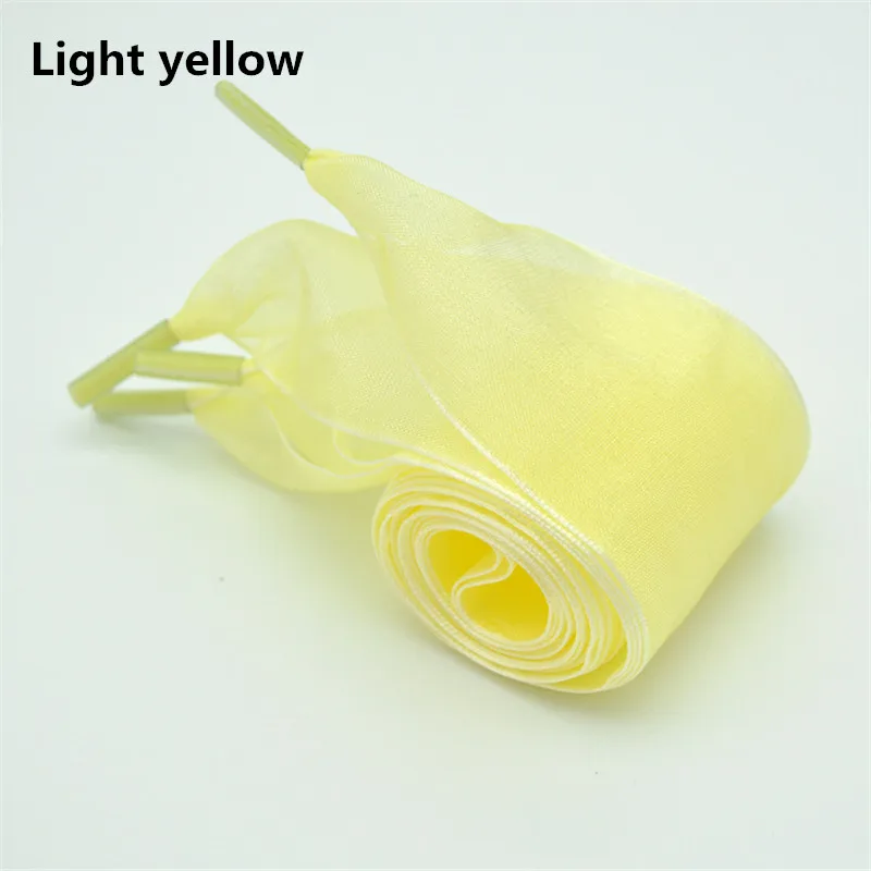 4cm Widened Transparent Chiffon Yarn Shoelaces Flat Silk Big Bow Wide Laces Trend Beauty White Casual Shoes Laces Dropship