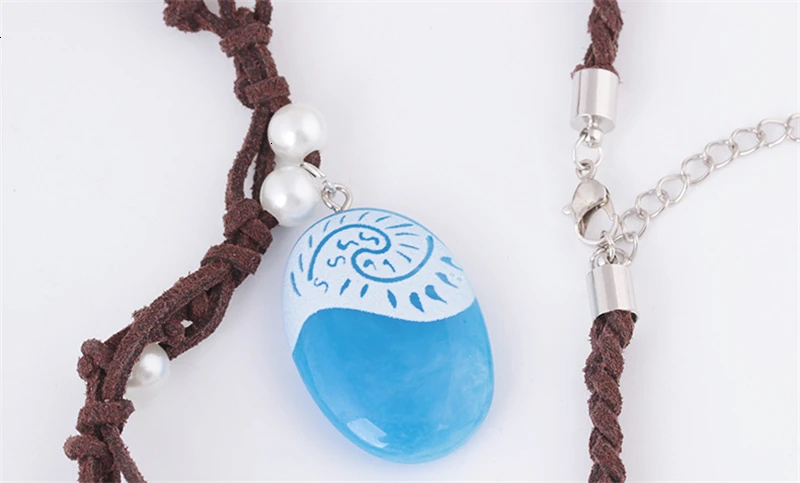 New 2026 Blue Stone Luminous Pendant Necklaces Polynesia Ocean Princess Moana Rope Chain Necklace Women Female Fashion Jewelry