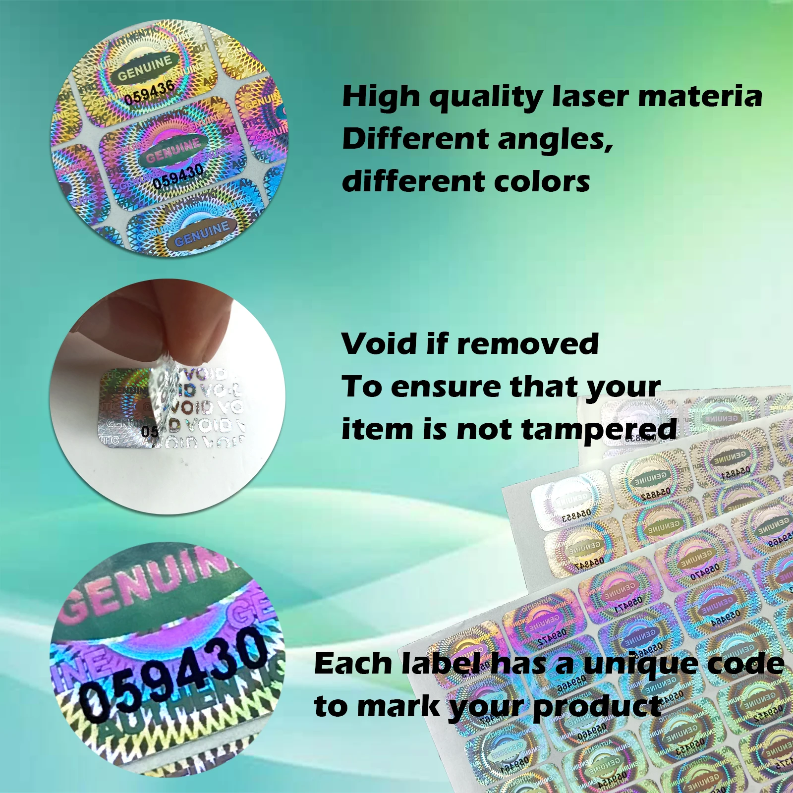 300/600pcs 2.5x1.5cm Security Seal Tamper Proof Stickers Holographic Warranty Void Laser Label with Serial Number Adhesive Label