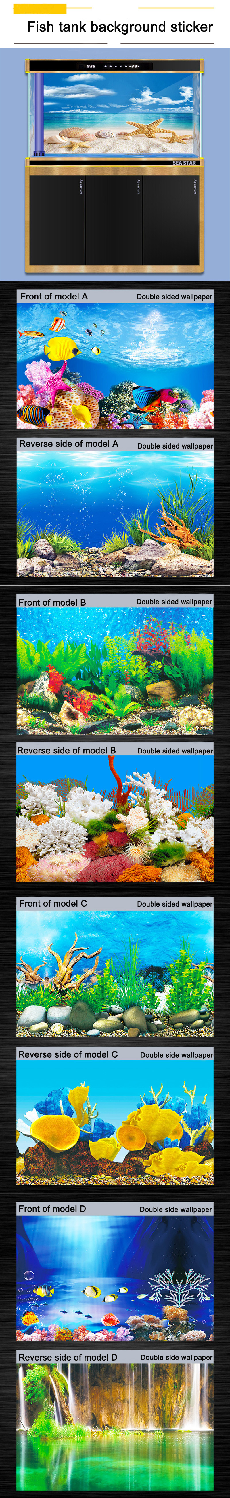 Aquarium Background Decoration Sticker Fish Tank Landscape Sticker Poster Background for Aquarium Ocean Plant Aquascape Painting