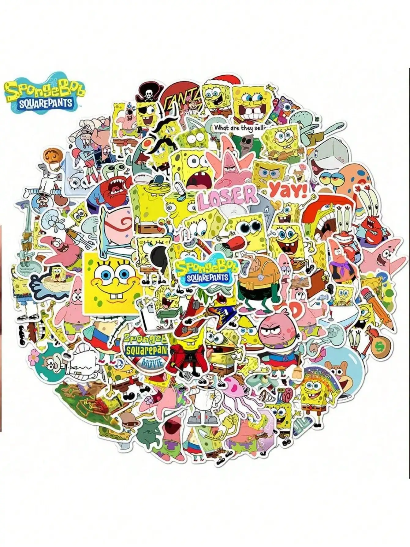 50pcs SpongeBob Officially Licensed Vinyl Stickers High Quality Tentacles Sticker for Water Bottle Waterproof DIY Decals