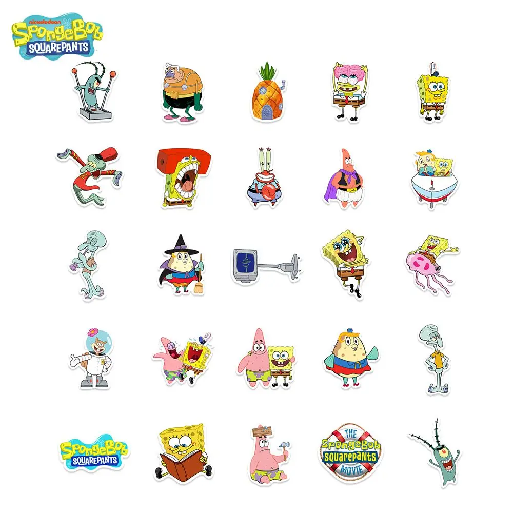 50pcs SpongeBob Officially Licensed Vinyl Stickers High Quality Tentacles Sticker for Water Bottle Waterproof DIY Decals