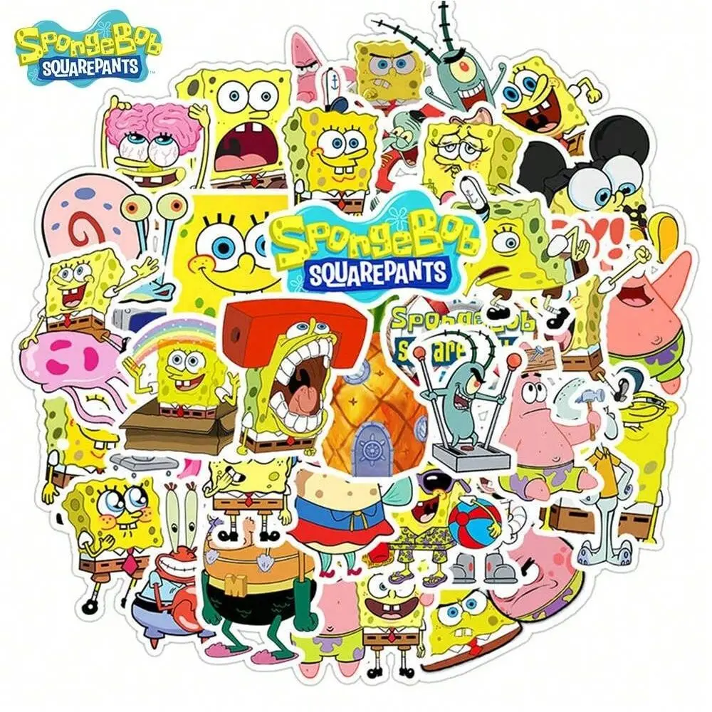 50pcs SpongeBob Officially Licensed Vinyl Stickers High Quality Tentacles Sticker for Water Bottle Waterproof DIY Decals