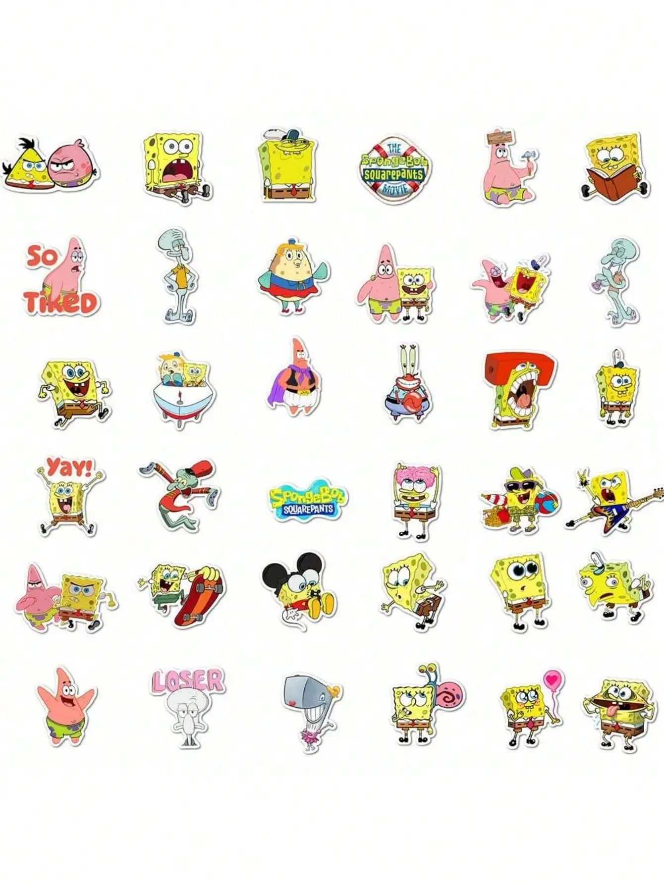 50pcs SpongeBob Officially Licensed Vinyl Stickers High Quality Tentacles Sticker for Water Bottle Waterproof DIY Decals
