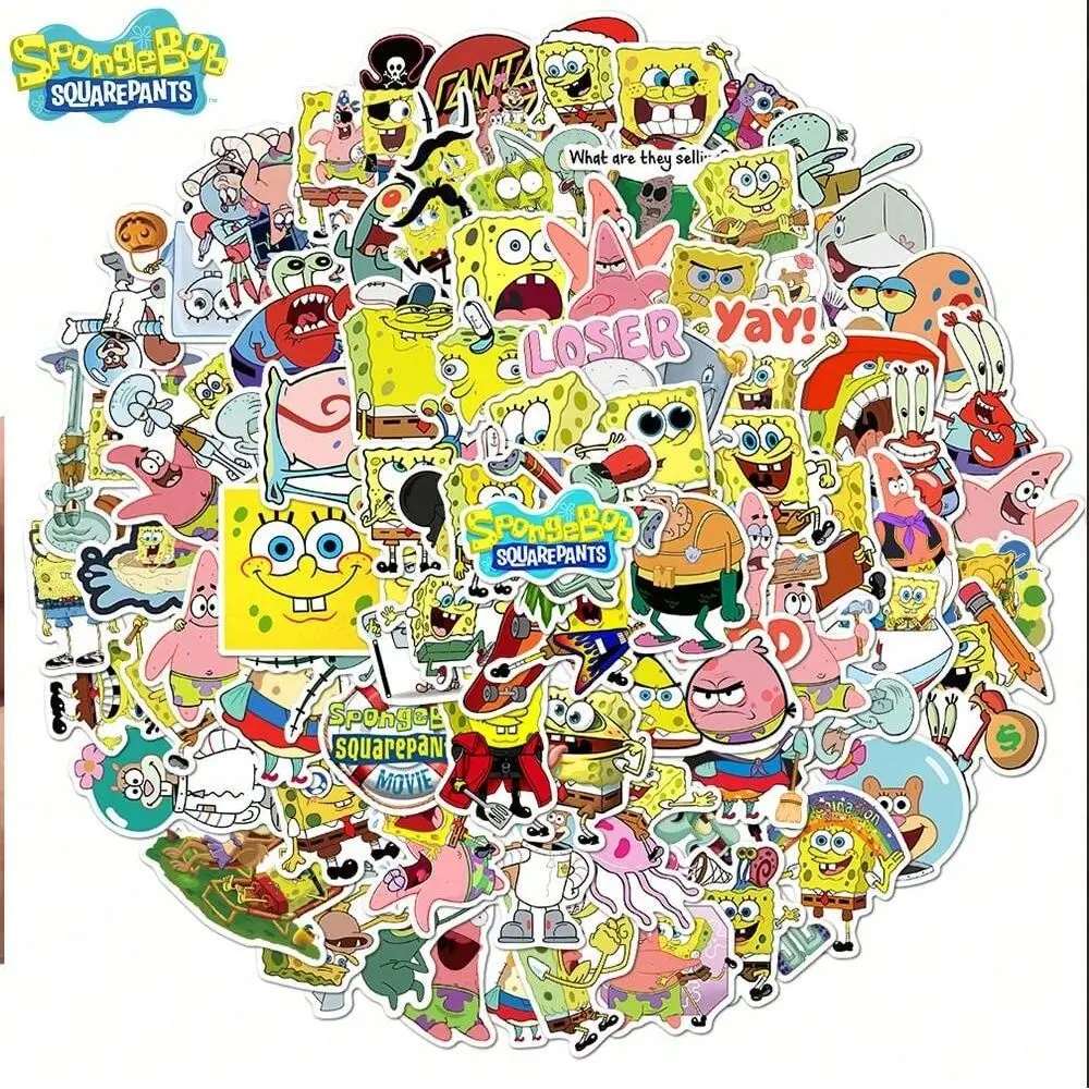 50pcs SpongeBob Officially Licensed Vinyl Stickers High Quality Tentacles Sticker for Water Bottle Waterproof DIY Decals