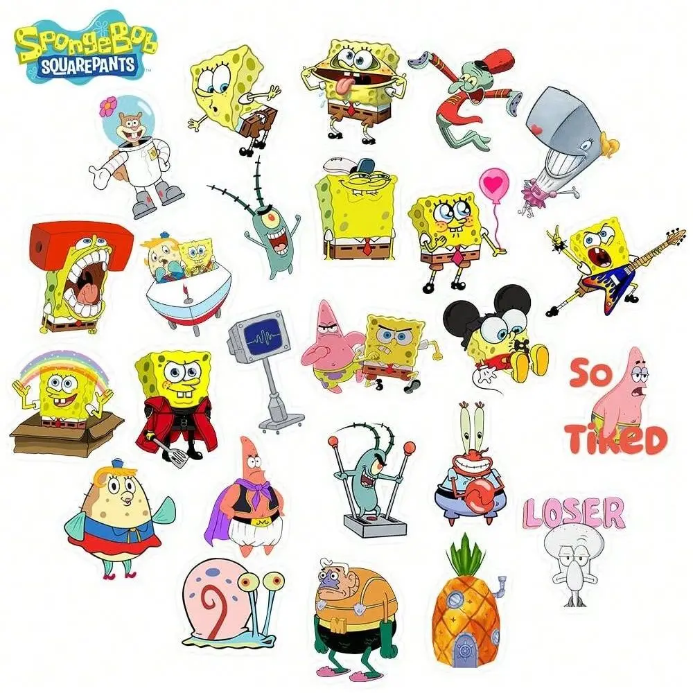 50pcs SpongeBob Officially Licensed Vinyl Stickers High Quality Tentacles Sticker for Water Bottle Waterproof DIY Decals