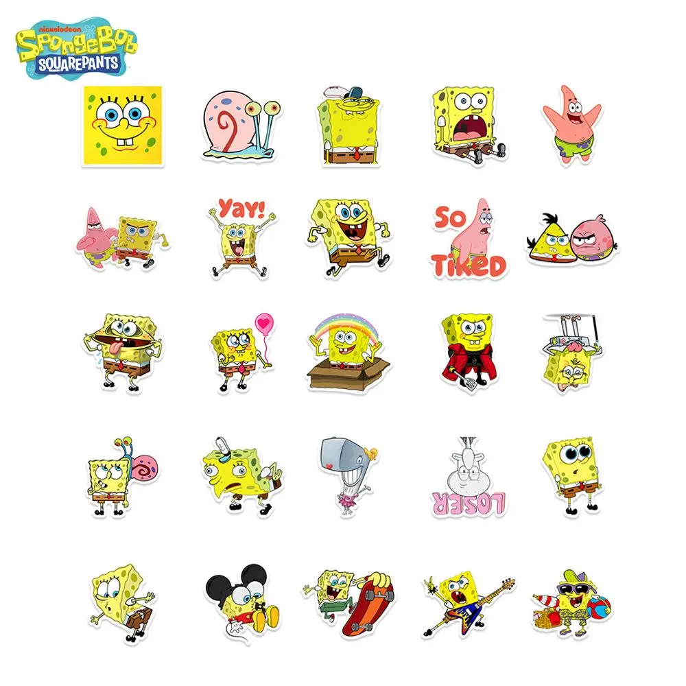 50pcs SpongeBob Officially Licensed Vinyl Stickers High Quality Tentacles Sticker for Water Bottle Waterproof DIY Decals