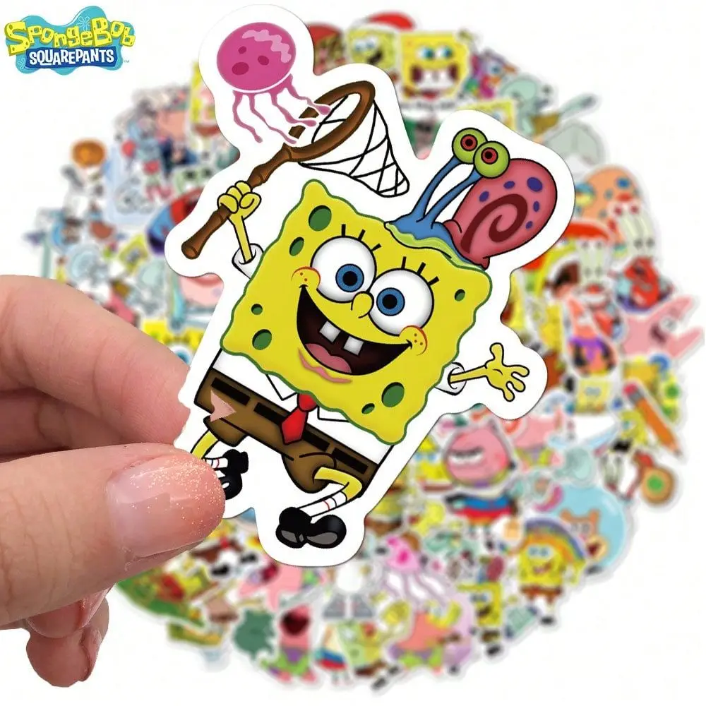 50pcs SpongeBob Officially Licensed Vinyl Stickers High Quality Tentacles Sticker for Water Bottle Waterproof DIY Decals