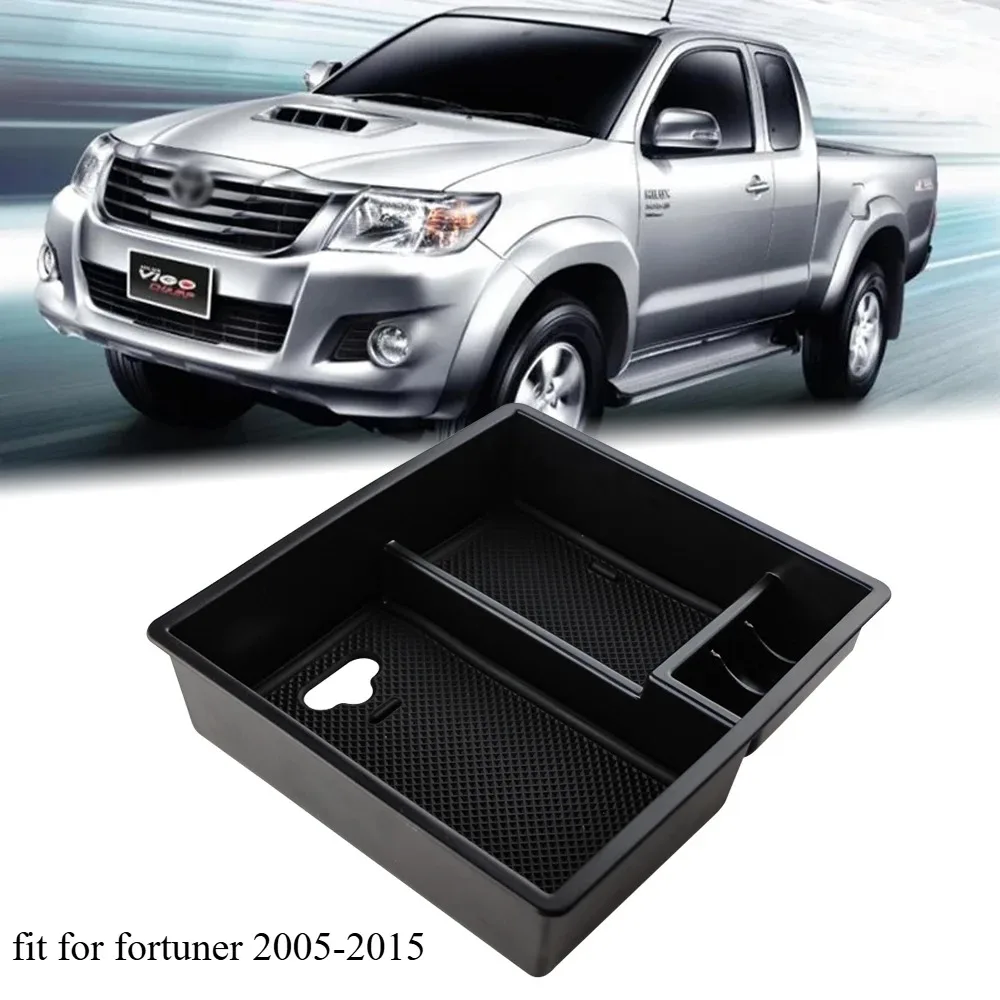 Center Console Organizer For Toyota Hilux Fortuner 2016 - 2024 Car Armrest Storage Box Built-In Non-Slip Mats Tray Pallet Holder
