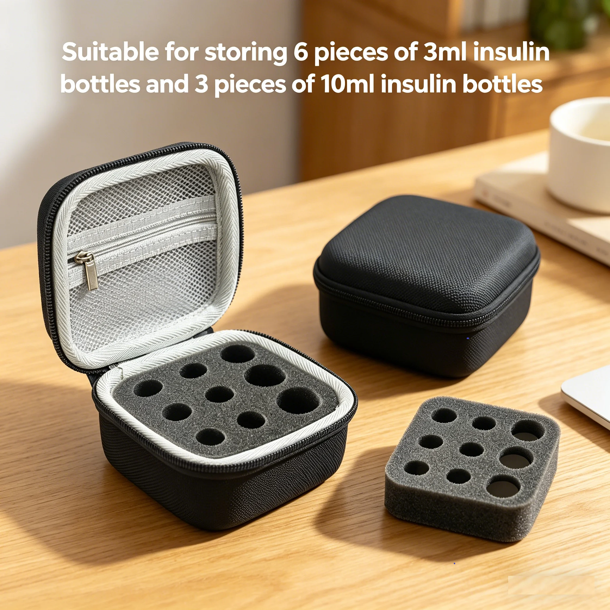 1pc Handheld Peptide Case Insulin Vial Holder 9 Slots for Standard 3/5/10ml Vial, Foam Protective, Sale Case Only