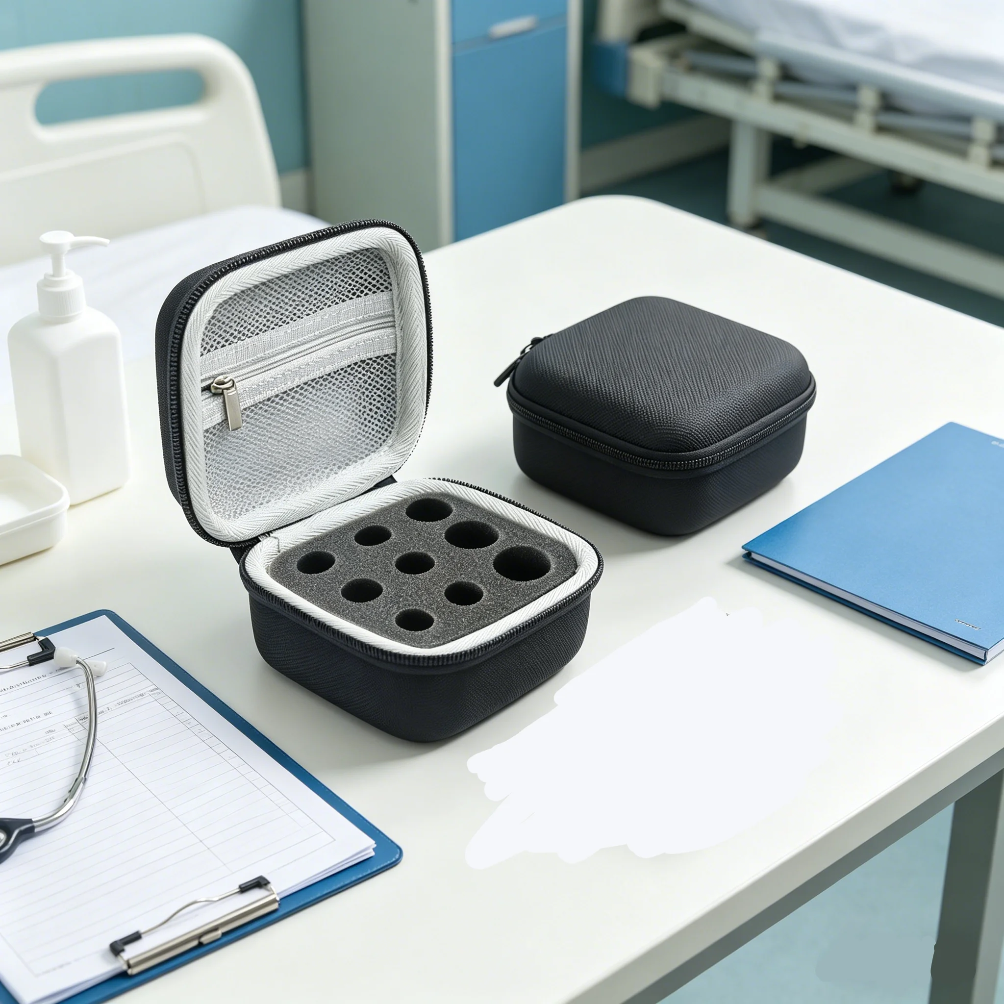 1pc Handheld Peptide Case Insulin Vial Holder 9 Slots for Standard 3/5/10ml Vial, Foam Protective, Sale Case Only