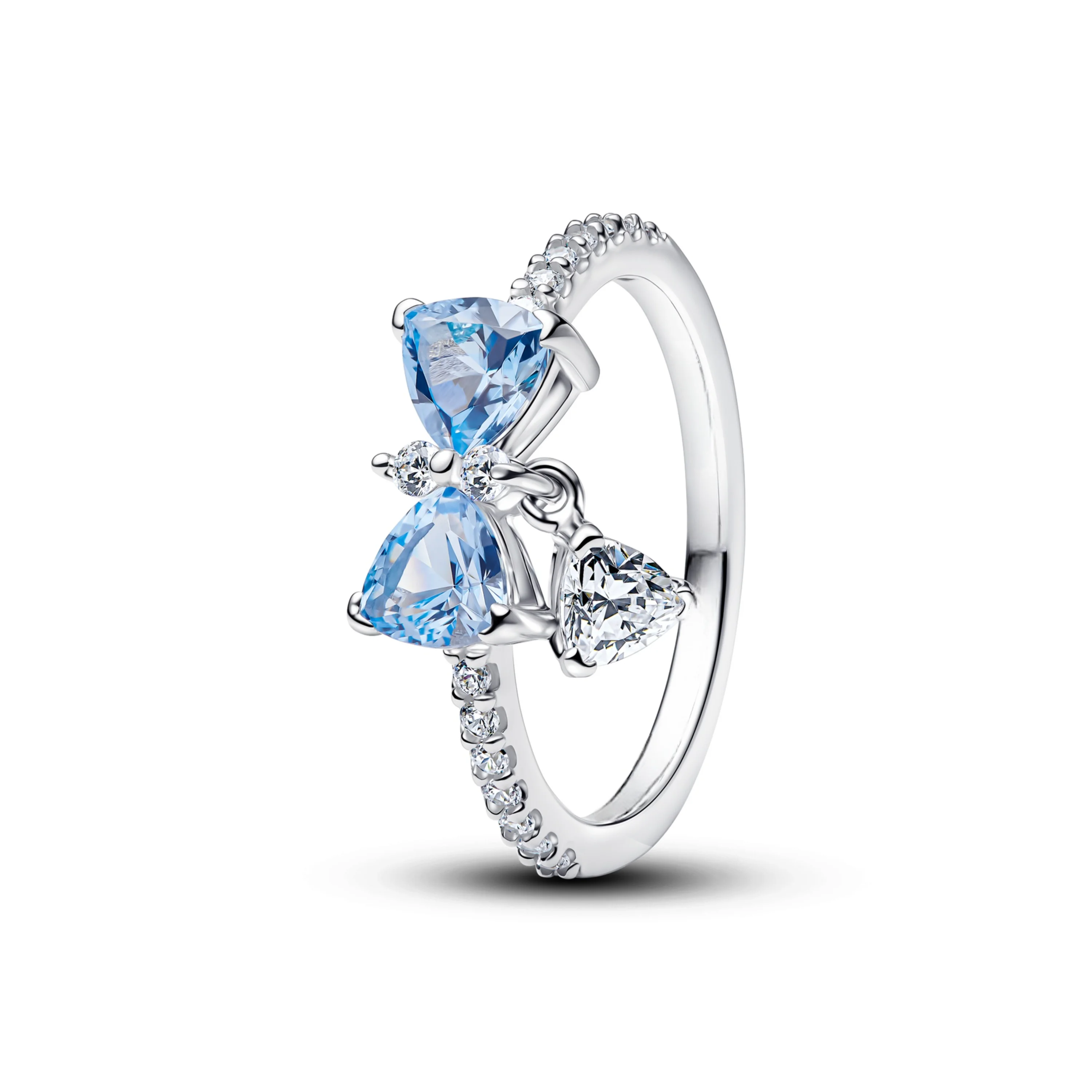 Hot Sales Original 925 Sterling Silver Blue Bow Set Earrings Ring Fit DIY Bracelet Necklace Women's Birthday Party Jewelry Set