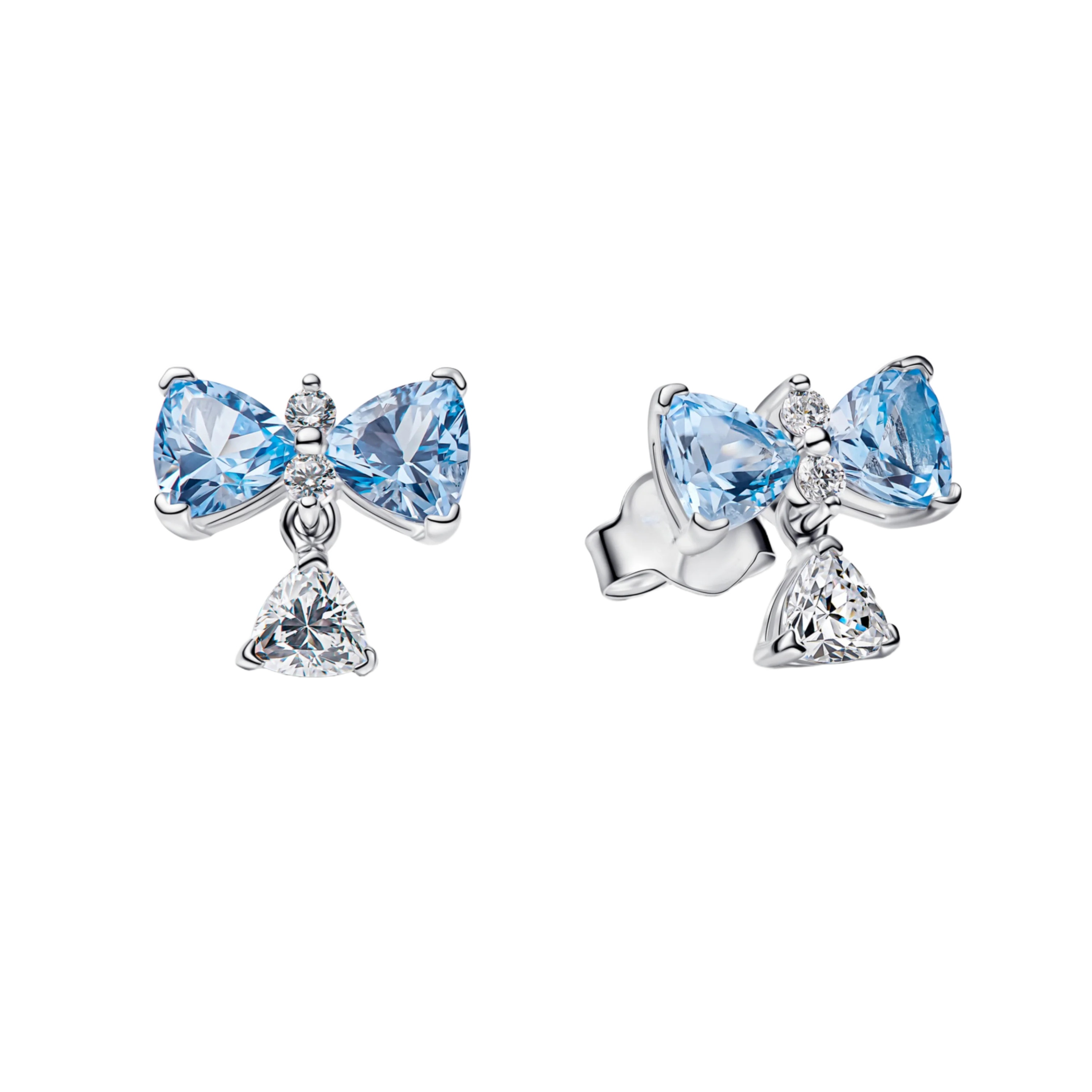 Hot Sales Original 925 Sterling Silver Blue Bow Set Earrings Ring Fit DIY Bracelet Necklace Women's Birthday Party Jewelry Set