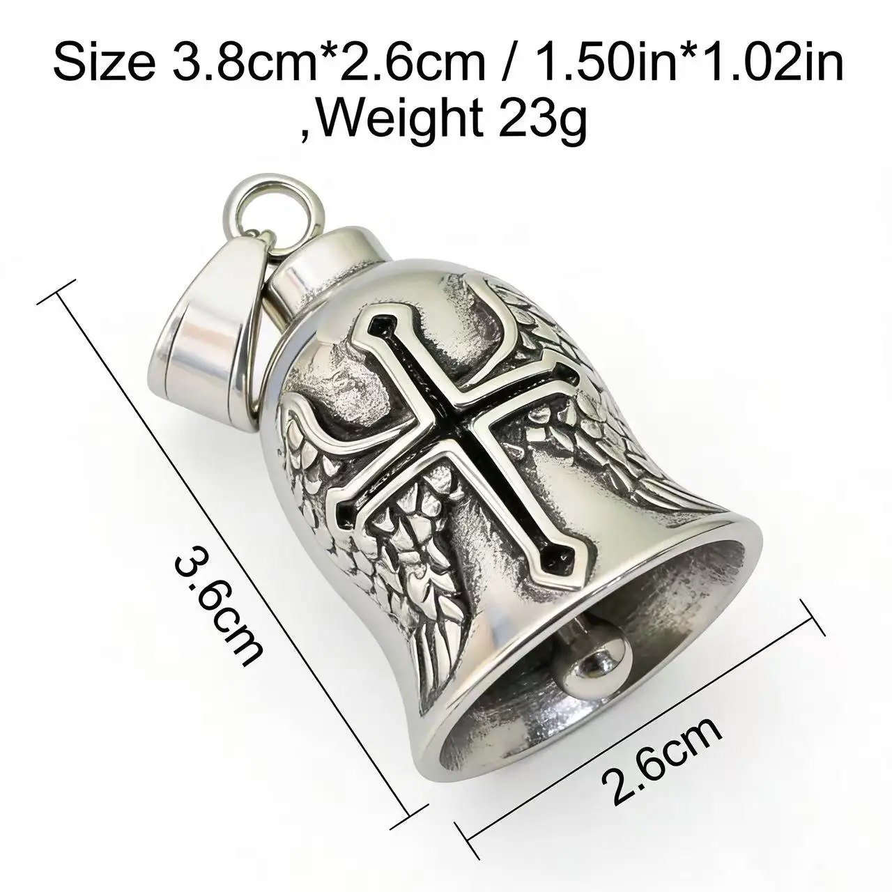 HNSP 316L Stainless Steel Gremlin Bell Biker Guardian Bell for Motorcycle, Luck Protection Pendant Men Gift Box Set