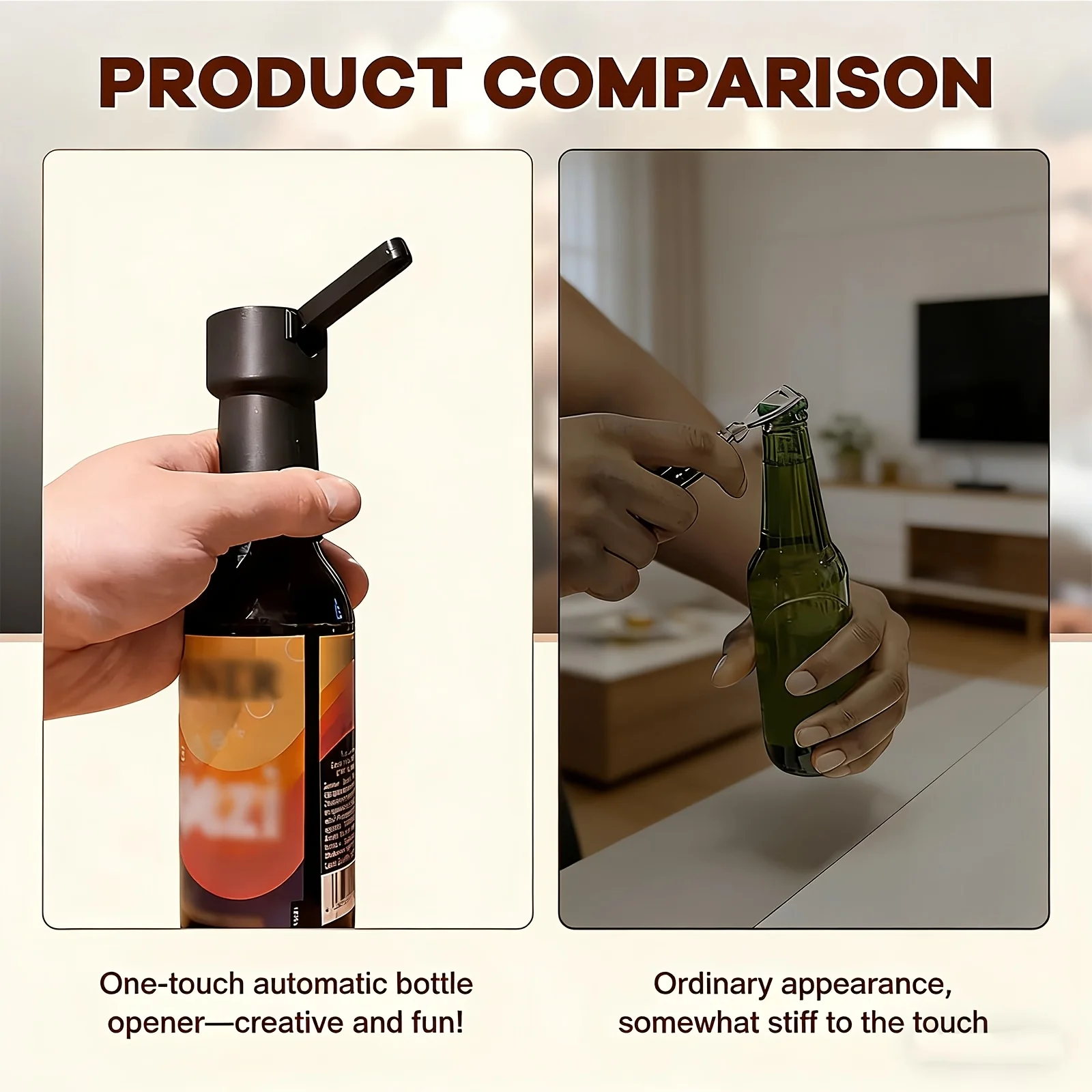 One Handed Push Down Bottle Opener Beer Cap Launcher Ergonomic Wall Mounted Lever Cool Bar Gadget Gift For Men Home Bar