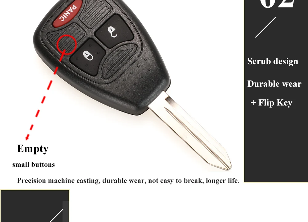 jingyuqin Car Key Shell Case 2/3/4/5/6 Buttons for Chrysler Pacifica Aspen 300 Dodge RAM Caravan Jeep Commander Grand Cherokee