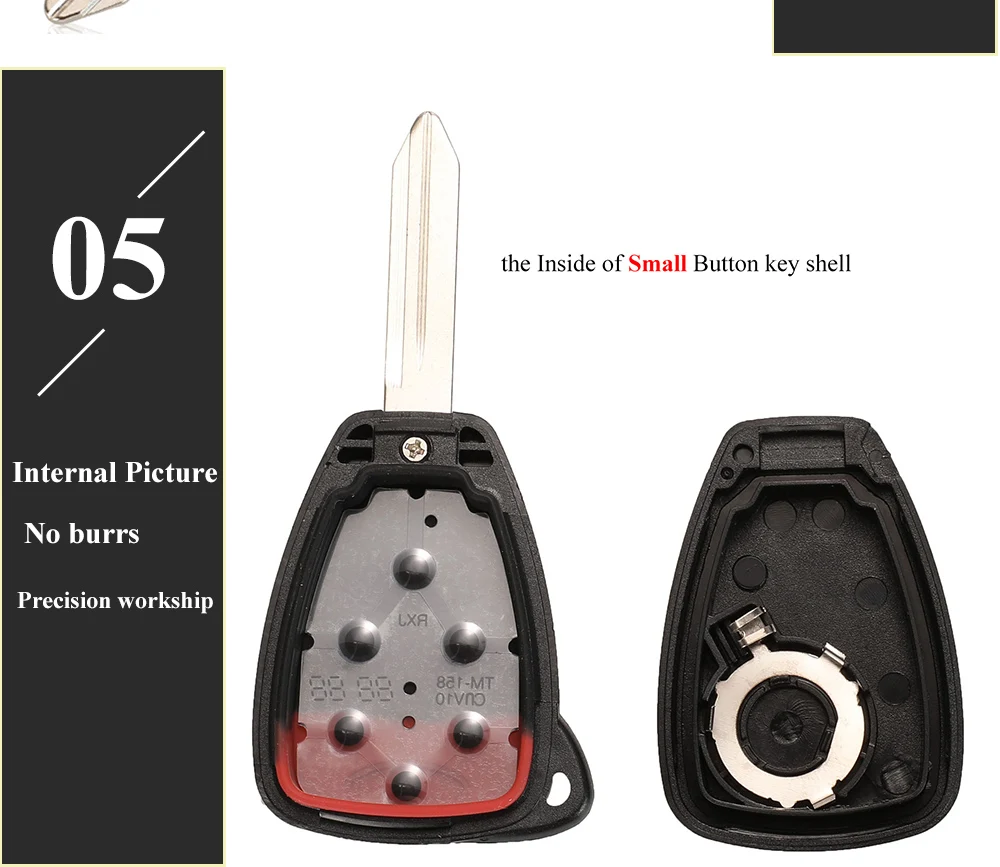 jingyuqin Car Key Shell Case 2/3/4/5/6 Buttons for Chrysler Pacifica Aspen 300 Dodge RAM Caravan Jeep Commander Grand Cherokee