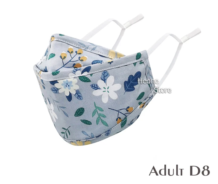 4 Styles New Upgrade Cotton Face Mask Covering Reusable Washable Solid Color Floral Printed Unisex Earloop Mask For Adult
