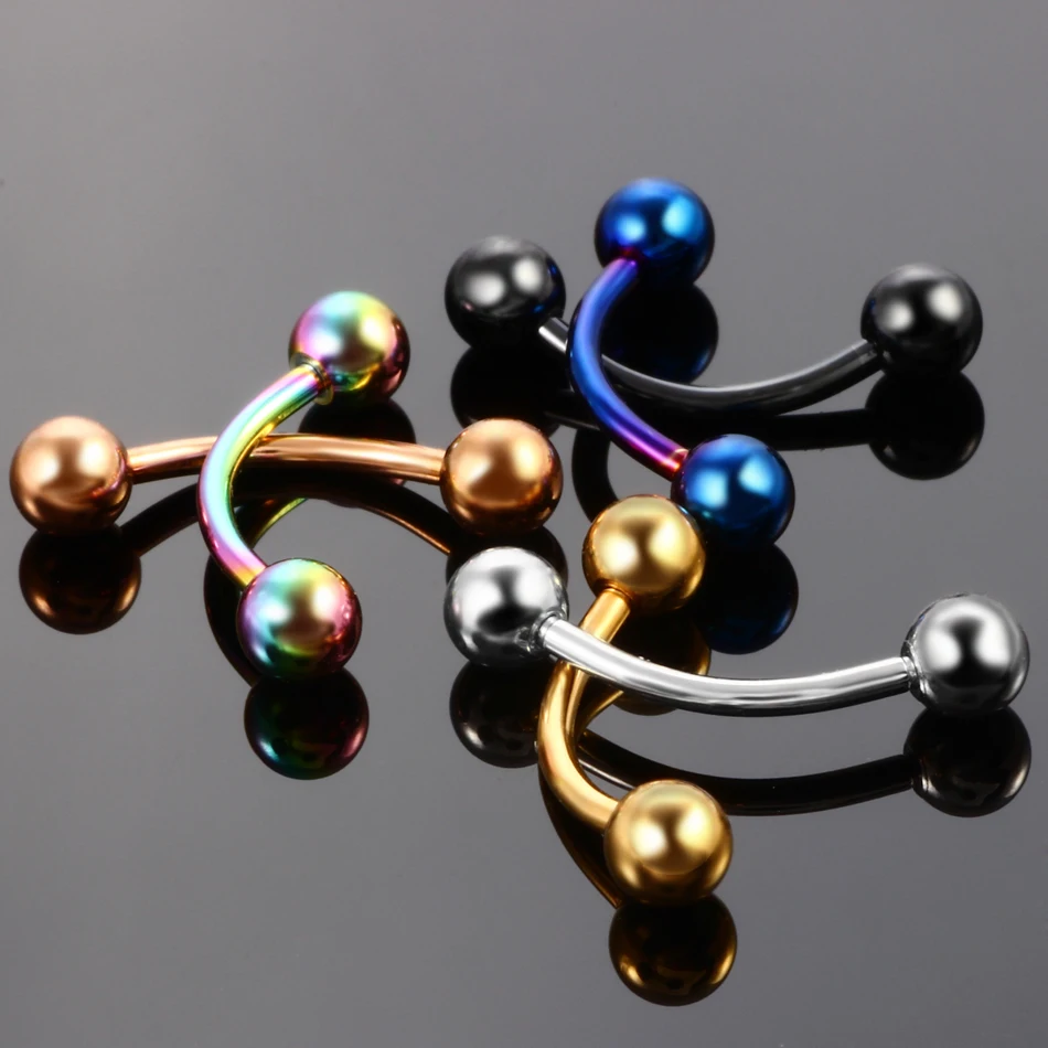 1PC Steel Eyebrow Banana Piercings Curved Barbell Ring Lip Labret Tongue Piercings Daith Helix Earring Piercings Body Jewelry