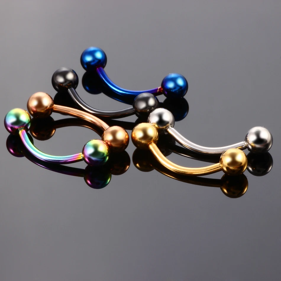 1PC Steel Eyebrow Banana Piercings Curved Barbell Ring Lip Labret Tongue Piercings Daith Helix Earring Piercings Body Jewelry