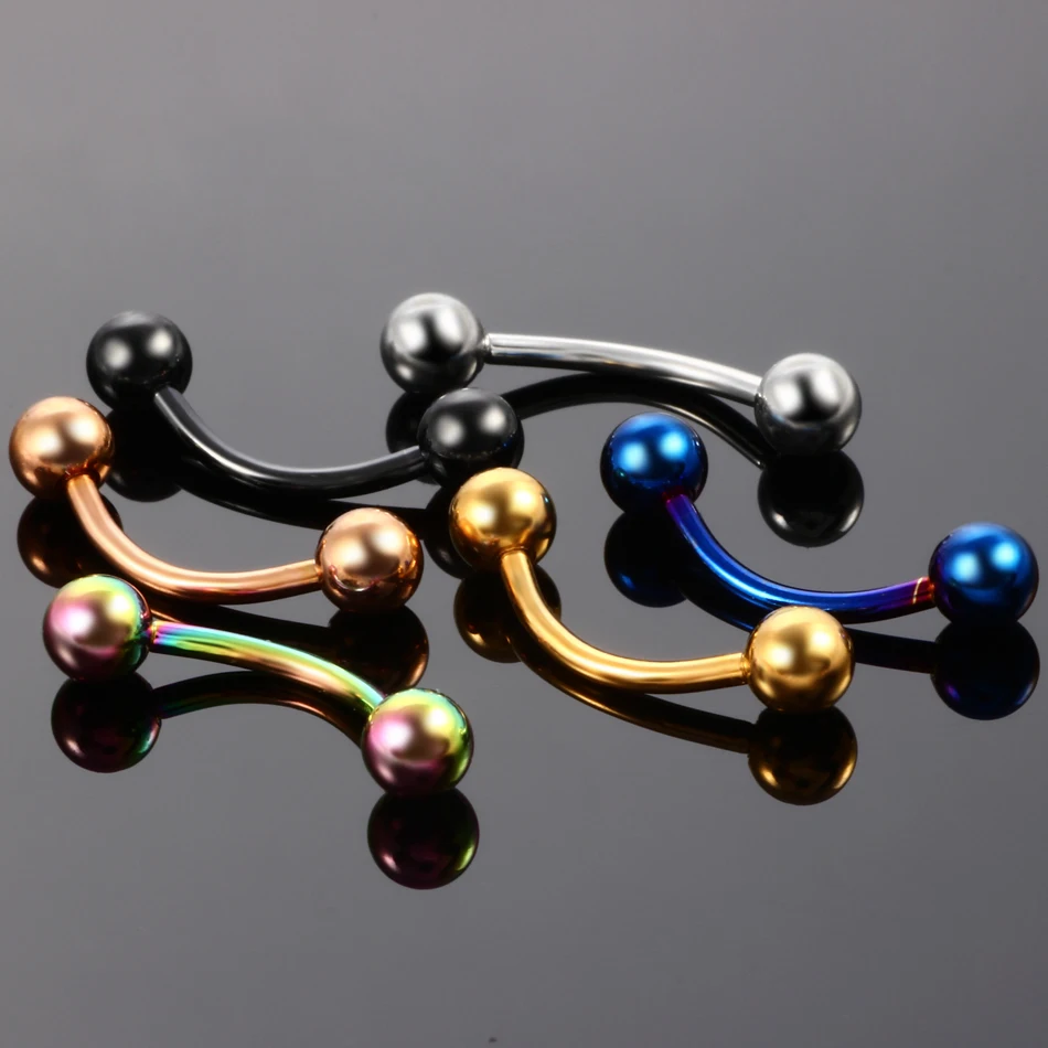 1PC Steel Eyebrow Banana Piercings Curved Barbell Ring Lip Labret Tongue Piercings Daith Helix Earring Piercings Body Jewelry