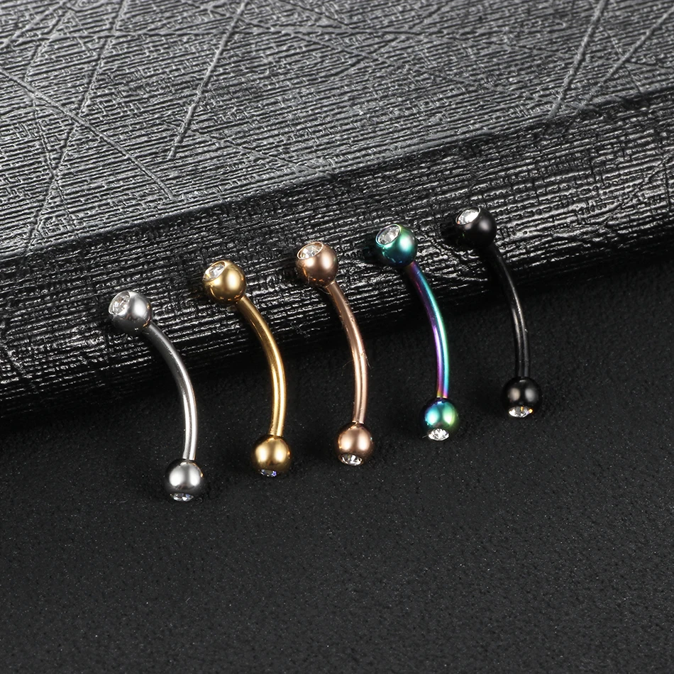 1PC Steel Eyebrow Banana Piercings Curved Barbell Ring Lip Labret Tongue Piercings Daith Helix Earring Piercings Body Jewelry