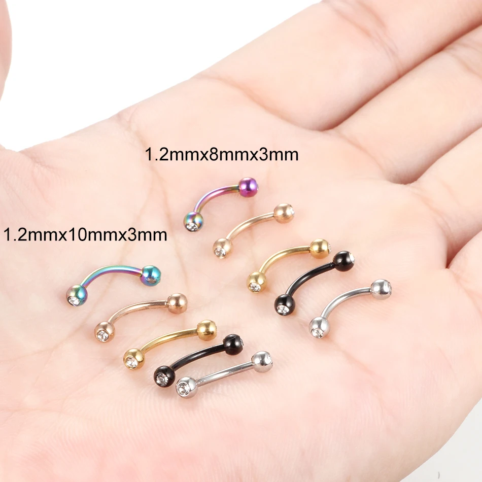 1PC Steel Eyebrow Banana Piercings Curved Barbell Ring Lip Labret Tongue Piercings Daith Helix Earring Piercings Body Jewelry