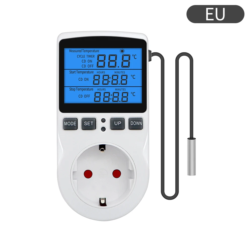 Timer Socket Thermostat KT3100 Multi-Function Temperature Controller Outlet with Timer Switch Sensor Probe Heating Cooling