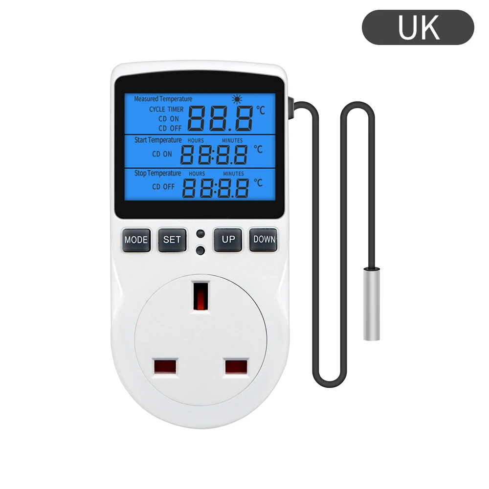 Timer Socket Thermostat KT3100 Multi-Function Temperature Controller Outlet with Timer Switch Sensor Probe Heating Cooling