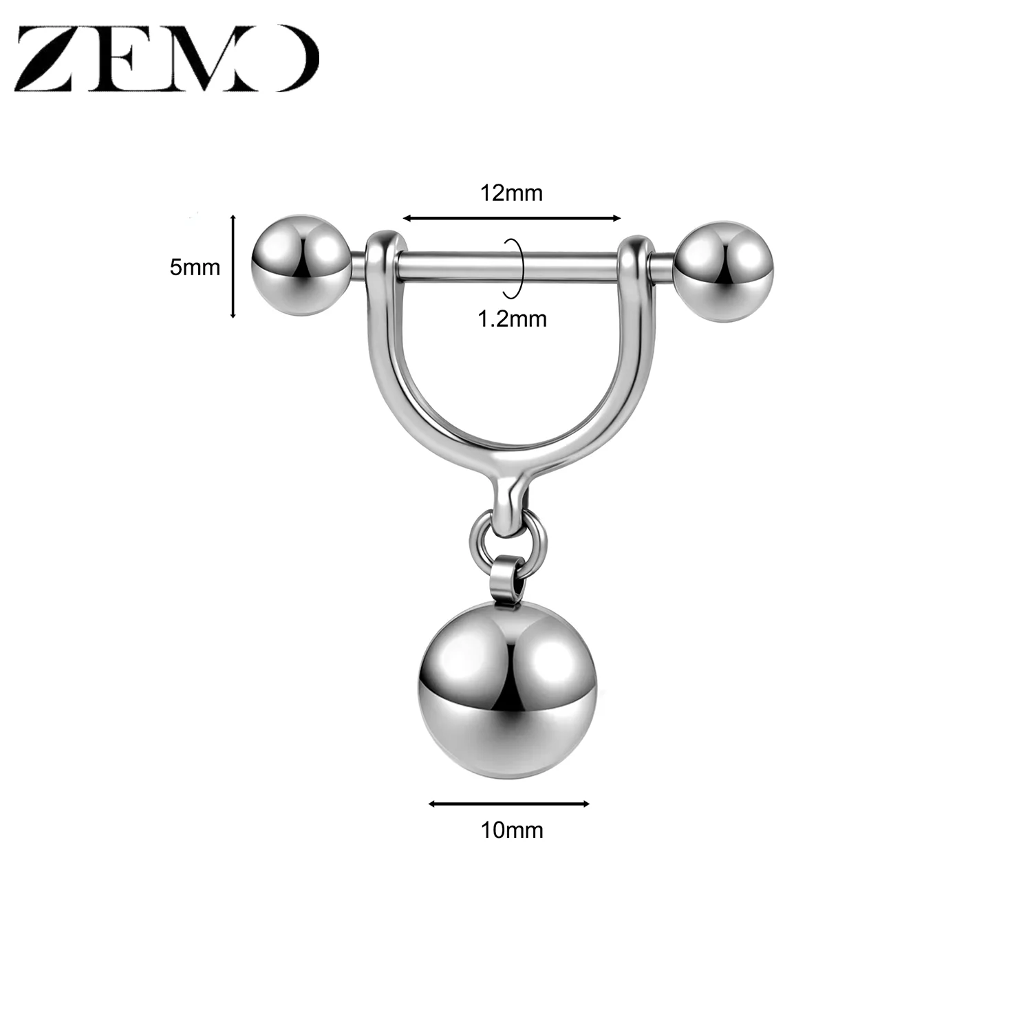 ZEMO 1PC/1Pair 14G/16G Stainless Steel Drop Nipple Rings Bar Balls Barbell Dangle Nipple Piercings 10/12MM Punk Piercing Jewelry