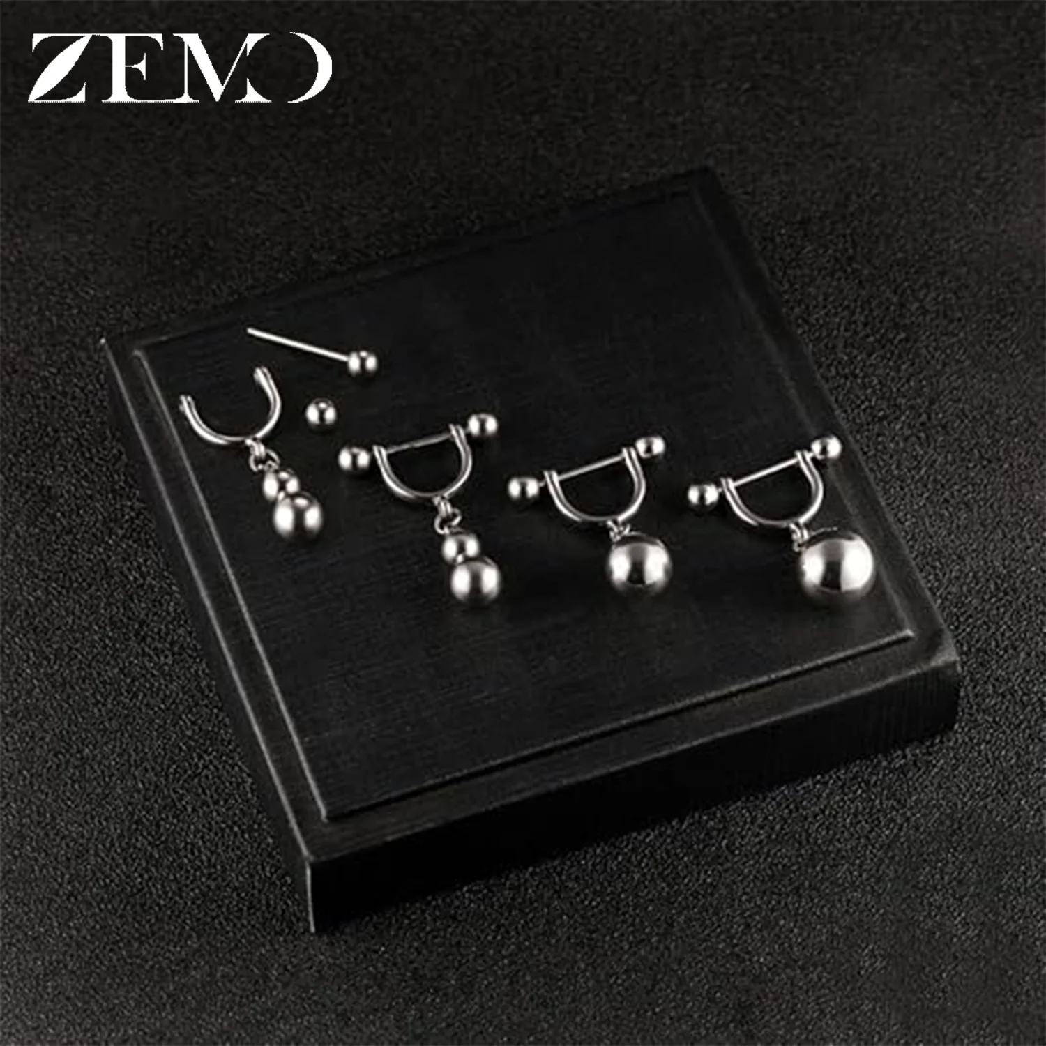 ZEMO 1PC/1Pair 14G/16G Stainless Steel Drop Nipple Rings Bar Balls Barbell Dangle Nipple Piercings 10/12MM Punk Piercing Jewelry