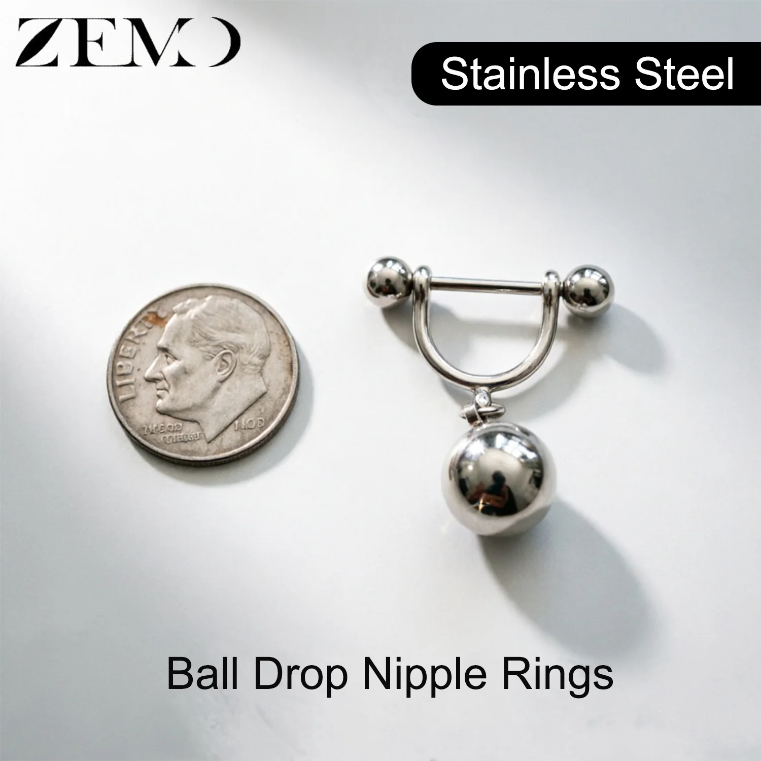 ZEMO 1PC/1Pair 14G/16G Stainless Steel Drop Nipple Rings Bar Balls Barbell Dangle Nipple Piercings 10/12MM Punk Piercing Jewelry