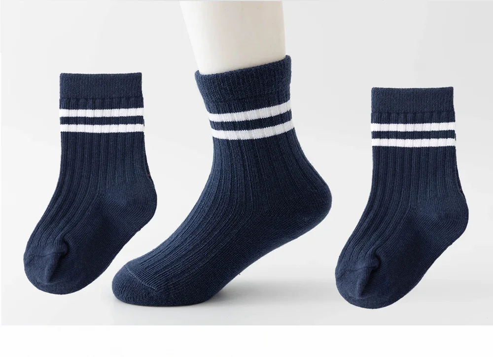 3pairs/lot Infant Boys Striped Socks Cotton Ribbed Stretch Mouthed Babies Boys Short Socks Newborn Toddler Boys Sporty Sock Pack