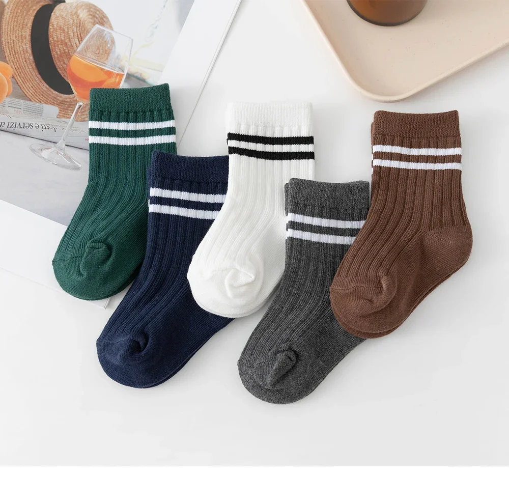 3pairs/lot Infant Boys Striped Socks Cotton Ribbed Stretch Mouthed Babies Boys Short Socks Newborn Toddler Boys Sporty Sock Pack