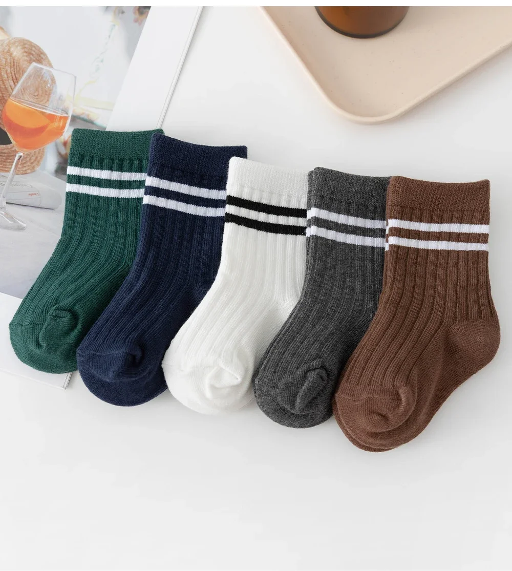 3pairs/lot Infant Boys Striped Socks Cotton Ribbed Stretch Mouthed Babies Boys Short Socks Newborn Toddler Boys Sporty Sock Pack
