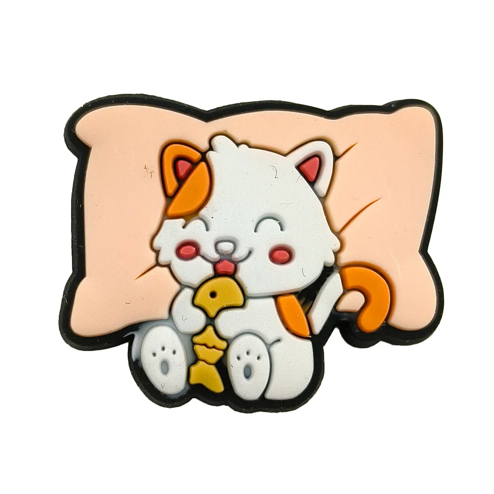 1pc Cute Cartoon Cats PVC Shoe Charms for Clogs Accessories Shoe Decorations Sandals Pins DIY Kids Women Beach Bags Accessories