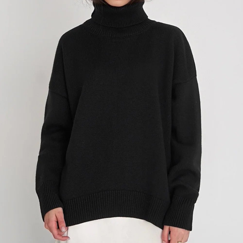 Autumn Winter Casual Fleece Thickened Warm Sweater Women's Turtleneck Solid Sweater Knitting Pullovers Rollneck Slim Fit Top