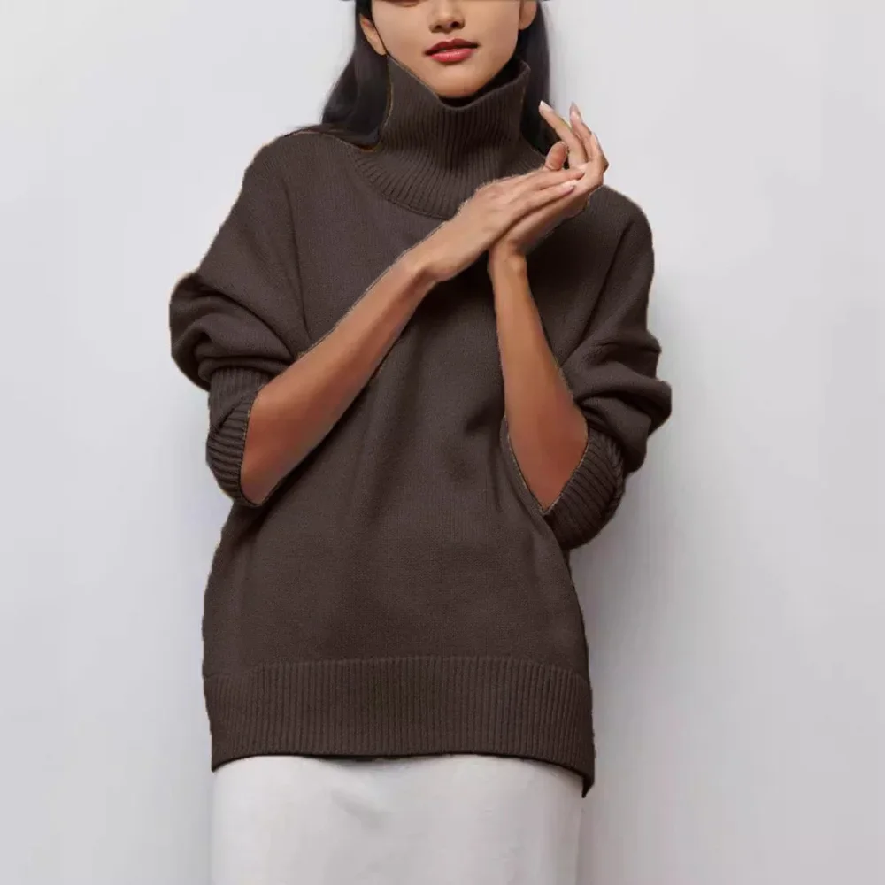 Autumn Winter Casual Fleece Thickened Warm Sweater Women's Turtleneck Solid Sweater Knitting Pullovers Rollneck Slim Fit Top