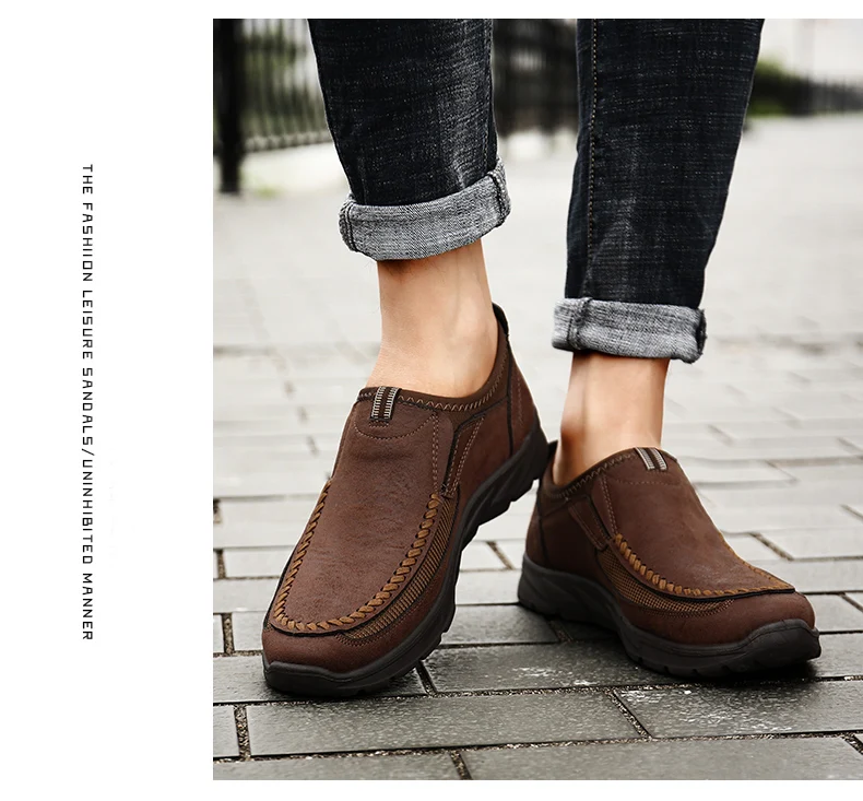 Men Casual Shoes Breathable Loafers Sneakers Fashion Comfortable Flat Handmade Retro Leisure Loafers Shoes Men Shoes