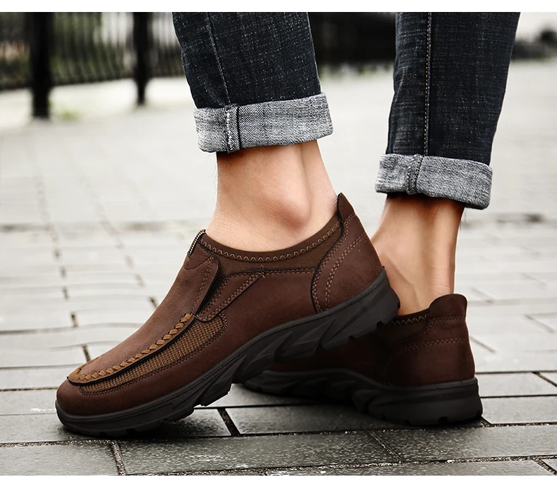 Men Casual Shoes Breathable Loafers Sneakers Fashion Comfortable Flat Handmade Retro Leisure Loafers Shoes Men Shoes