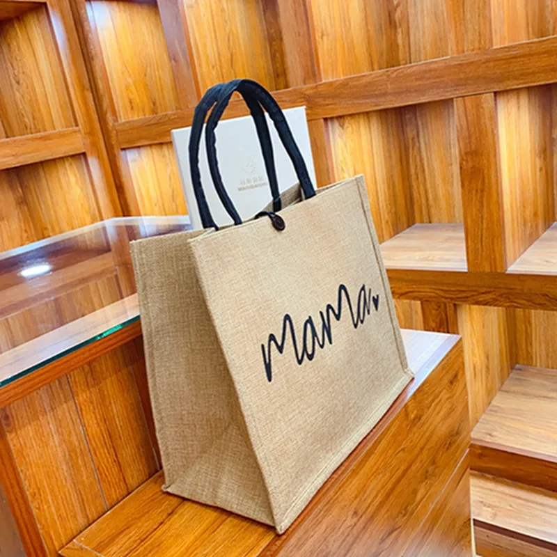 2 Pcs Linen Tote Bag Large Capacity Canvas Handbag Shopping Bags Makeup Bag Coin Purse for Wedding Birthday Gift Beach Vacation