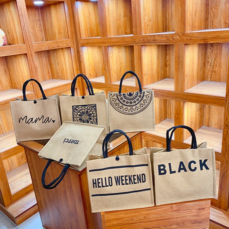 2 Pcs Linen Tote Bag Large Capacity Canvas Handbag Shopping Bags Makeup Bag Coin Purse for Wedding Birthday Gift Beach Vacation