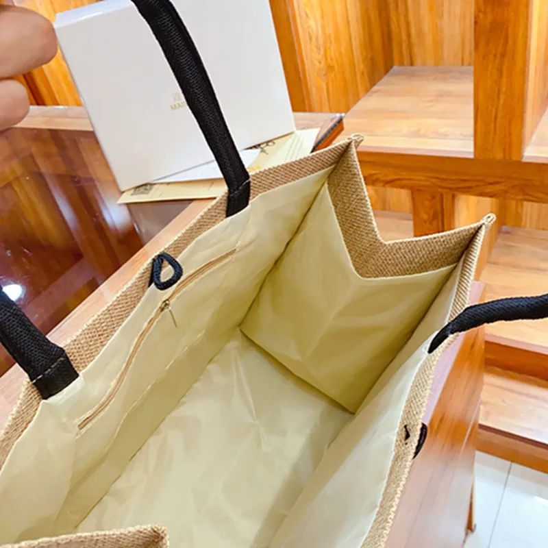 2 Pcs Linen Tote Bag Large Capacity Canvas Handbag Shopping Bags Makeup Bag Coin Purse for Wedding Birthday Gift Beach Vacation
