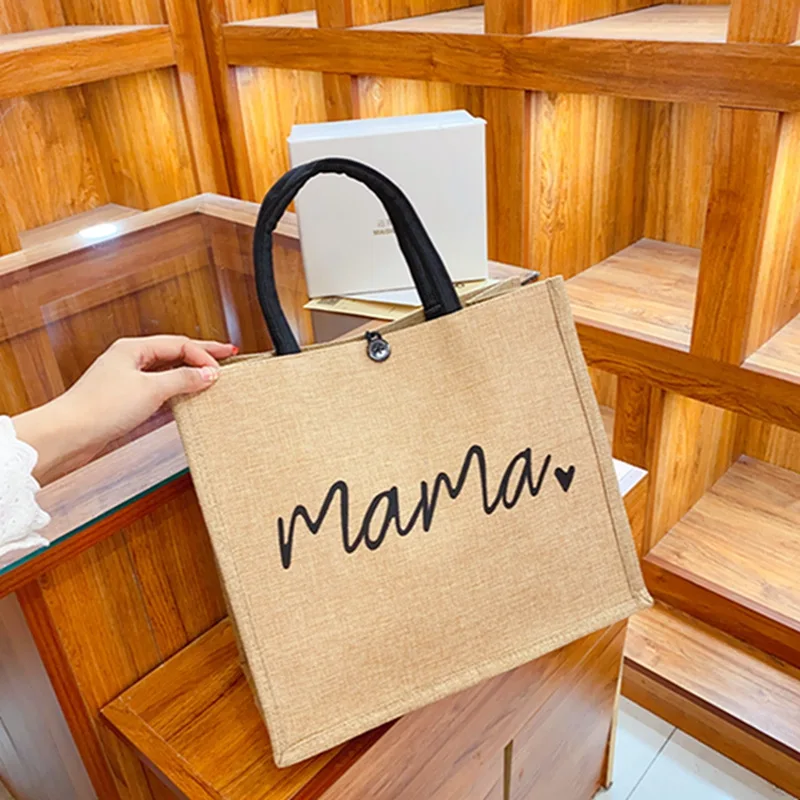 2 Pcs Linen Tote Bag Large Capacity Canvas Handbag Shopping Bags Makeup Bag Coin Purse for Wedding Birthday Gift Beach Vacation