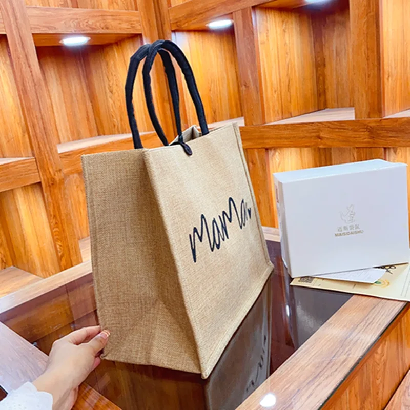 2 Pcs Linen Tote Bag Large Capacity Canvas Handbag Shopping Bags Makeup Bag Coin Purse for Wedding Birthday Gift Beach Vacation