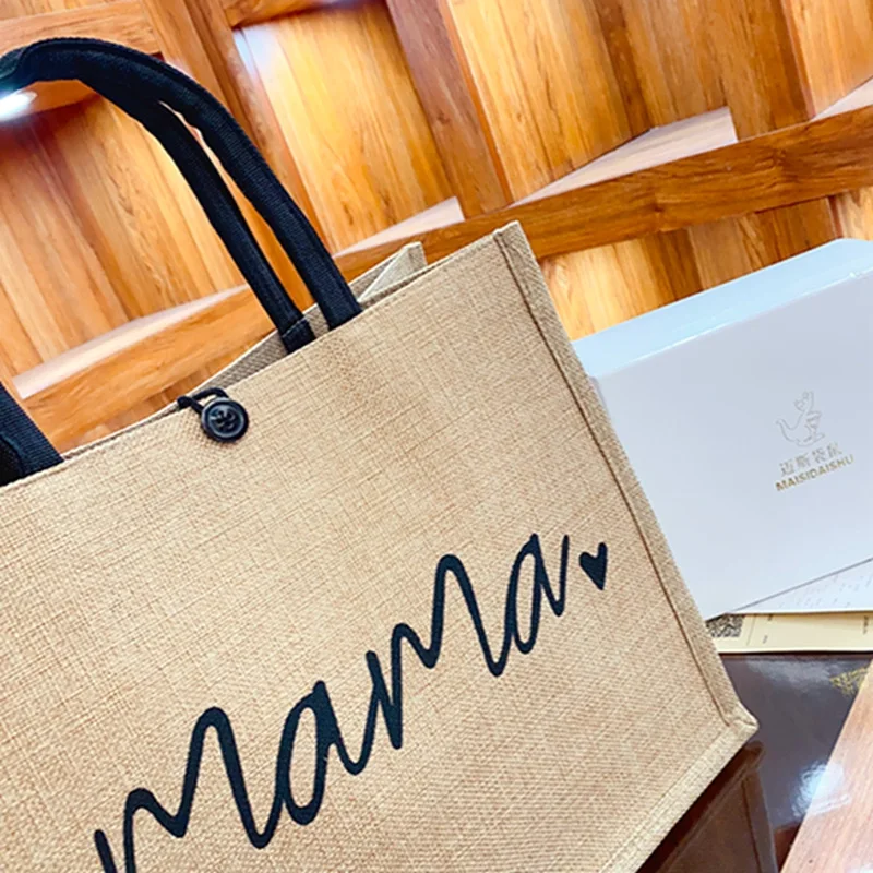 2 Pcs Linen Tote Bag Large Capacity Canvas Handbag Shopping Bags Makeup Bag Coin Purse for Wedding Birthday Gift Beach Vacation