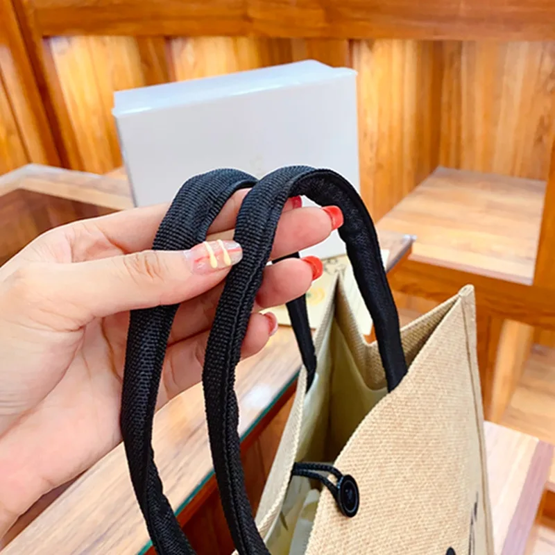 2 Pcs Linen Tote Bag Large Capacity Canvas Handbag Shopping Bags Makeup Bag Coin Purse for Wedding Birthday Gift Beach Vacation