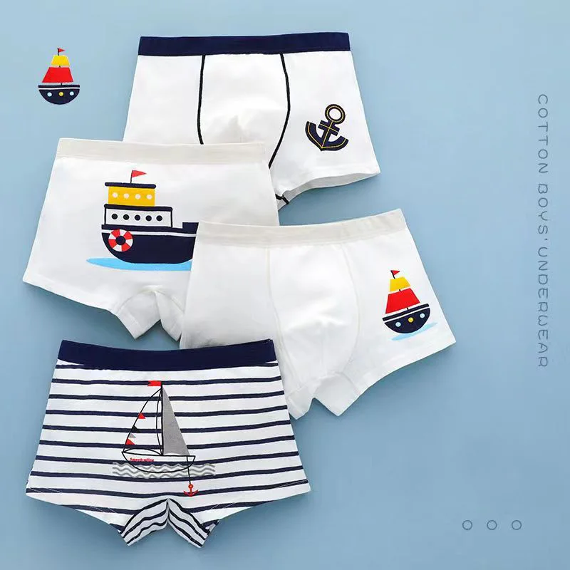 4pcs Children's Underwear for Boys Cotton Cute Dinosaur Shorts Panties Fashion Teenage Breathable Soft Boxers Toddler Underpants