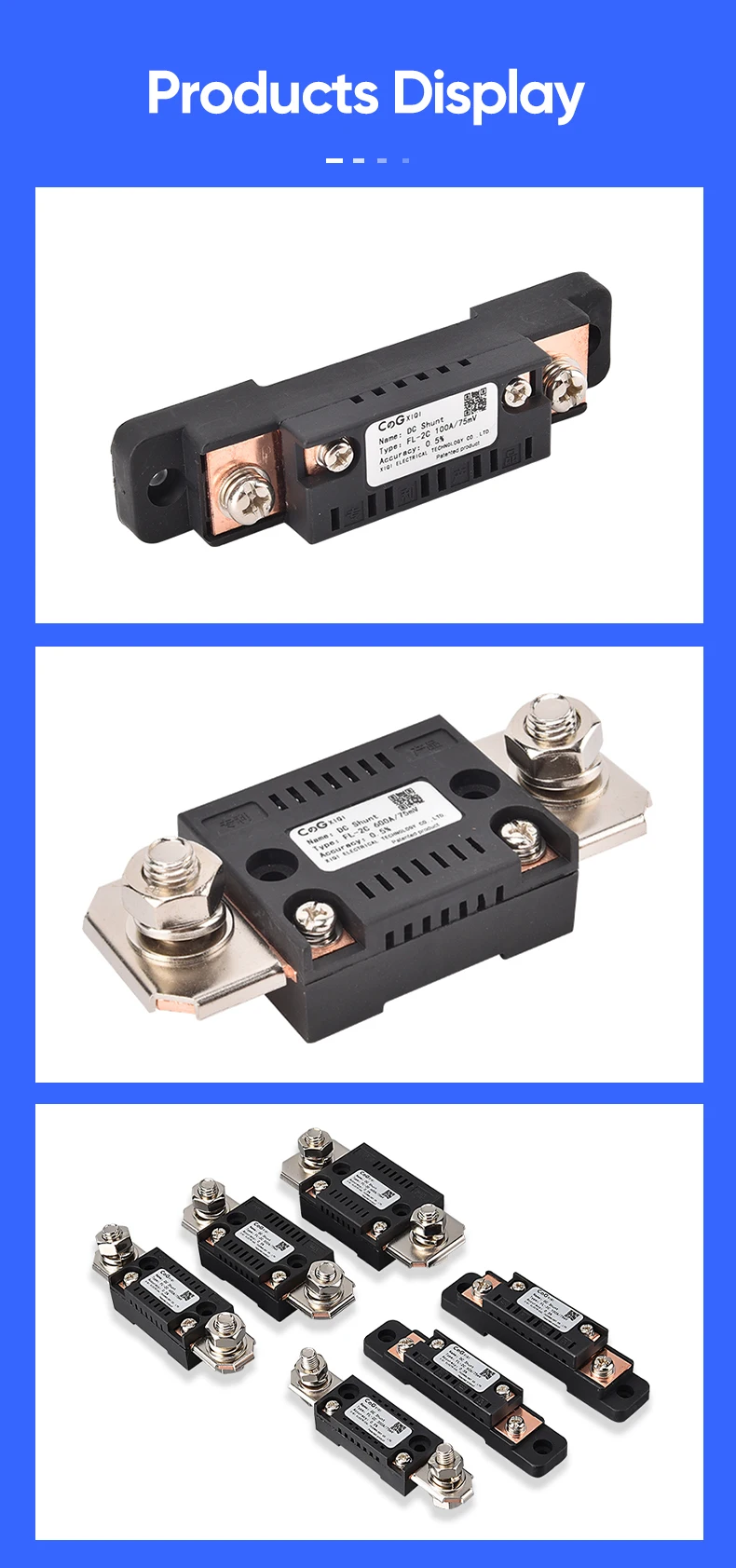 CG FL-2C Shunt 10A 20A 50A 100A 150A 200A 300A 400A 500A 600A 750A 75mV DC Manufacturer With Base Ammeter Current Shunt Resistor